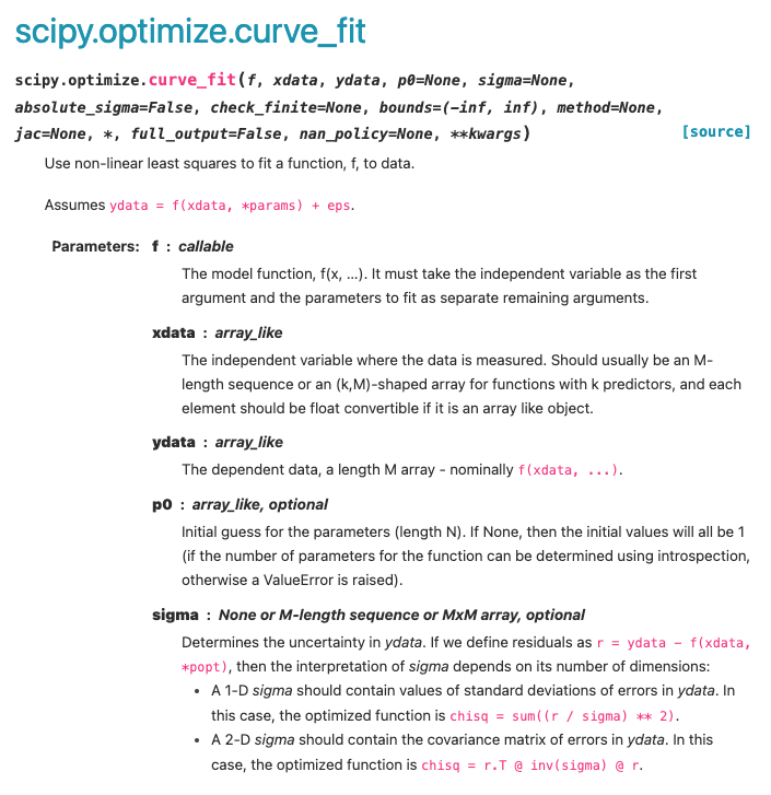 image, alt = "A screenshot of the scipy.optimize.curve_fit python documentation"