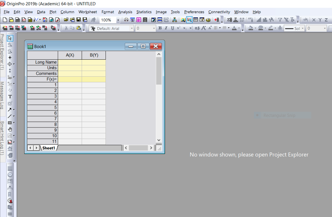 image, alt = "An image of a blank OriginPro workbook."